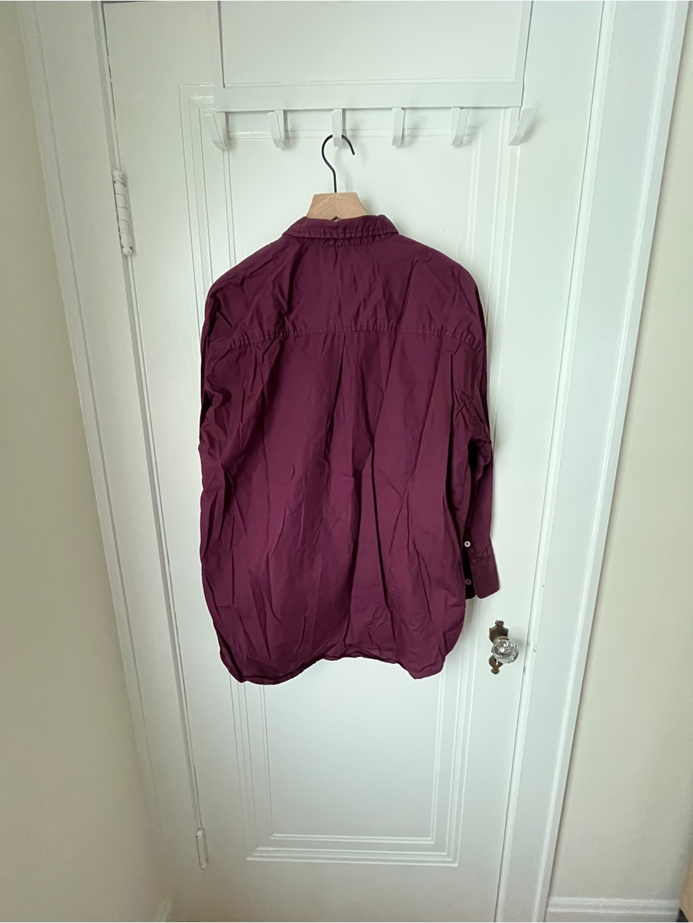 Anthropologie Button-Up Shirt in Deep Burgundy - Picture 2 of 7